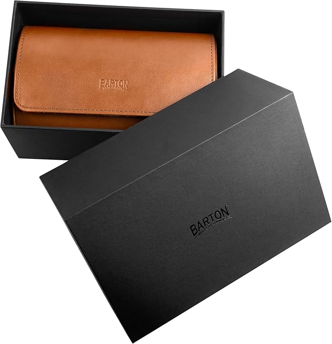 Barton Leather Watch Roll for 2 Watches | Convenient Organizer Case for Travel & Storage | Fits Classic & Smart Watches (Up to 46mm) | Compact, Durable, Lightweight, Stylish - Brown