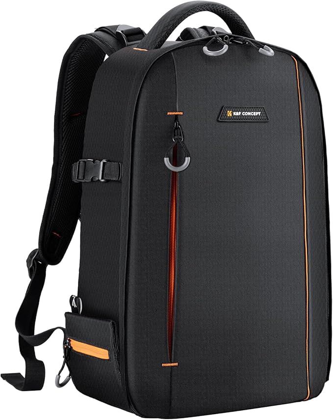 K&F Concept Camera Backpack for Photographers Large Waterproof Photography Camera Bag with Laptop/Tripod Compartment for Men Women Black Orange