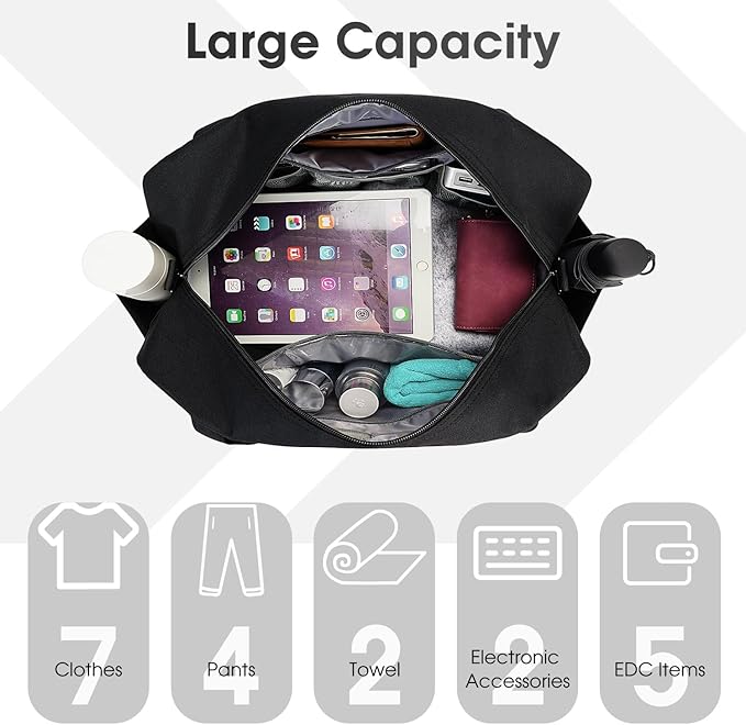 Narwey 18" Carry on Bag Underseat for Airplane Spirit Airlines Personal Item Travel Bag 18x14x8 Small Duffle Bag Duffel Bag Gym Weekender Overnight Bag with Wet Pocket for Women and Men (Black)