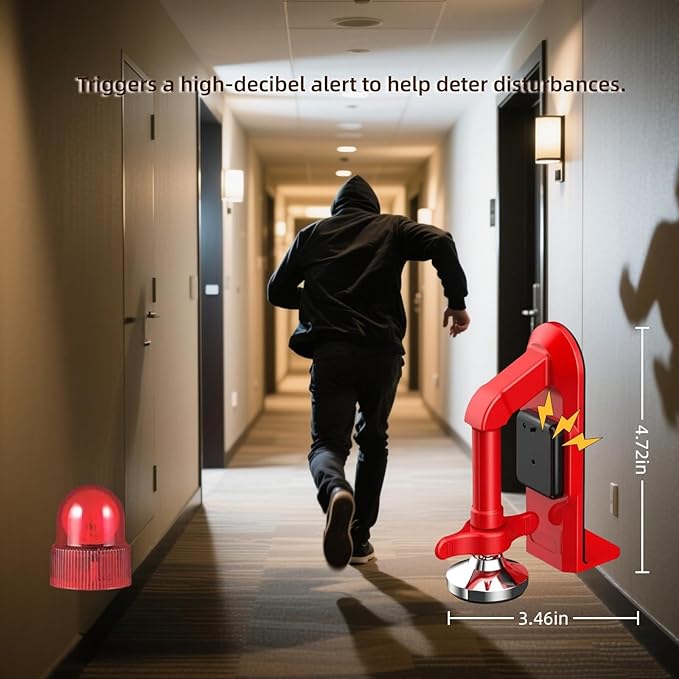 Portable Alarm Door Stopper, Portable Door Jammer, Travel Anti Theft Door Blocker, No Drill Door Stoppers Security for Home, Apartment, Office, Hotel, Travel, Portable Door Lock for Women, Children