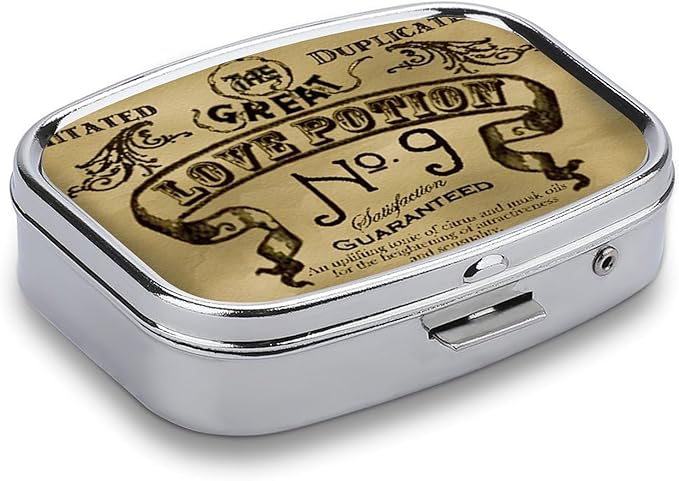 Metal 2 Compartment Pill Organizer Travel Friendly Portable Compact Pill Box Cute Pill Case to Hold Vitamins,Fish Oil,Supplements,Meds,Tablet for Purse,Pocket. (No)