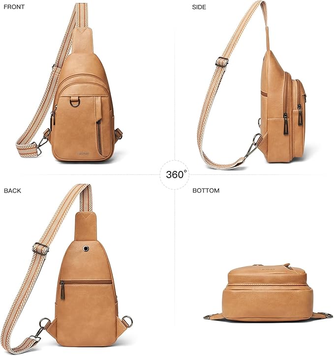 7L Sling Bag for Women Men Leather Small Sling Backpack Daypack Anti Theft Fanny Pack Crossbody Purse Travel