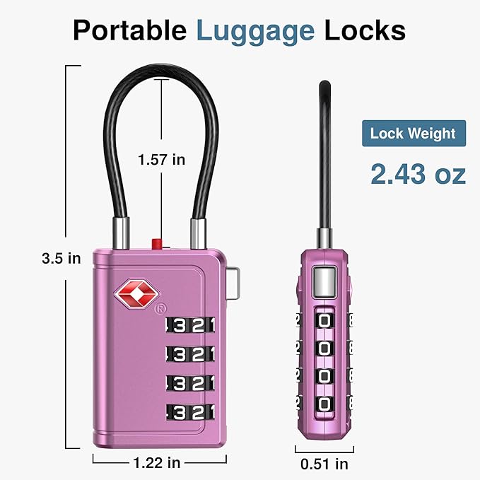Puroma TSA Approved Luggage Travel Locks with Open Alert Indicator, 4 Digit Combination Resettable Code Zinc Alloy Lock for Suitcase, Backpack, Bag, Toolbox, Locker (2 Pack, Green)