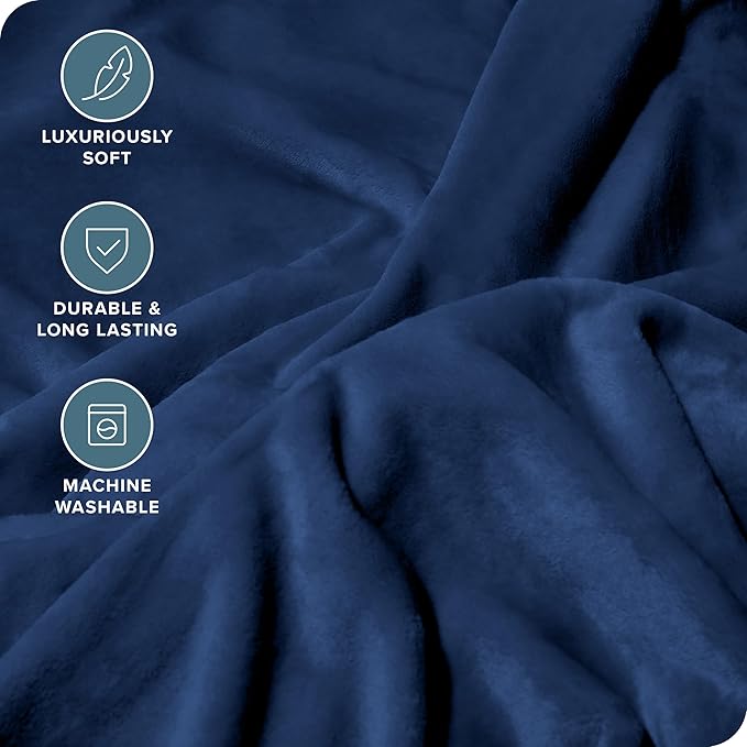 Bare Home Fleece Blanket - Giant Size - Ultra-Soft Lightweight for Bed, Sofa, and Couch - Luxury Microplush - Cozy Warm Blanket (Giant, Dark Blue)