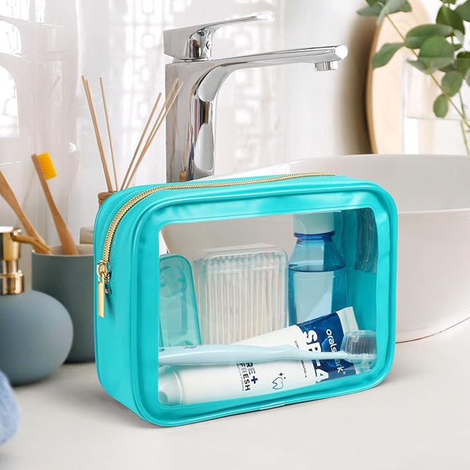 PACKISM TSA Approved Toiletry Bag - Upgrade Color-Edged Clear Makeup Bags, Clear Toiletry Bags For Traveling Fits Various Storage Needs