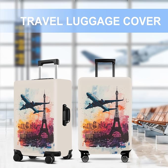 Luggage Cover Washable Suitcase Protector Anti-scratch Suitcase cover Fits 20-34 Inch Luggage (Tower-2, M(24-26inch suitcase))