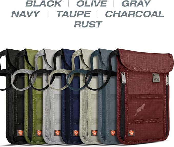 Lewis N. Clark RFID Blocking Stash Neck Wallet, Travel Pouch + Passport Holder for Women & Men, Taupe, One Size