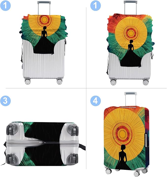 Luggage Cover Washable Suitcase Protector Anti-scratch Suitcase cover Fits 20-34 Inch Luggage (Girl-2, M(24-26inch suitcase))