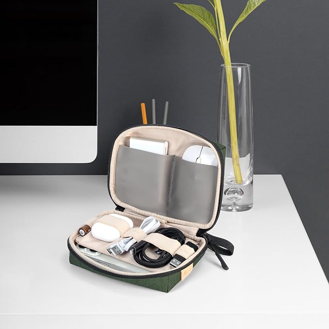 SIMTOP Electronics Organizer Cord Organizer Travel Case, Small Tech Bag for Cords, Chargers, Power Bank, Earbuds – Portable Cable Pouch for Office, Business Trip, Commute – Water & Scratch-Resistant