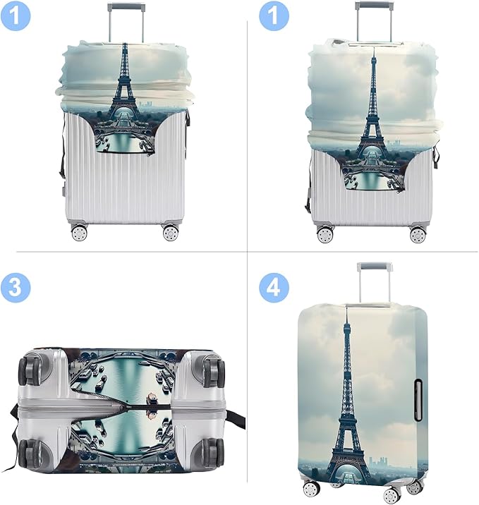 Luggage Cover Washable Suitcase Protector Anti-scratch Suitcase cover Fits 20-34 Inch Luggage (Grey, M(24-26inch suitcase))