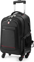 Rolling Backpack with Wheels - Water-Resistant, Airline Approved Underseat Travel Luggage, Ideal 18*14*8 Personal Item Suitcase, Wheeled Backpack, Roller Backpack, and Rolling Laptop Bag
