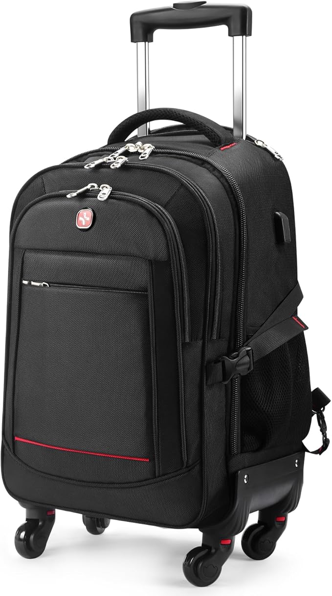 StarCloud 4-Wheel Rolling Backpack 45L (22x14x9 in): 17.3-Inch Roller Travel Laptop Backpack for Business, Water-Resistant Carry-On Luggage, Airline Approved Suitcase for Travel and Commuting