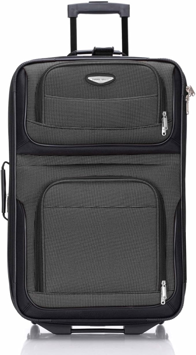Travel Select Amsterdam 25-Inch Softside Expandable Rolling Upright Luggage, Lightweight 2-Wheel Suitcase with Push-Button Handle, Gray