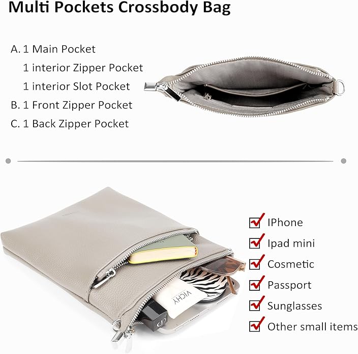 befen Genuine Leather Small Crossbody Purses for Women Travel Cross Body Bags Lightweight with Adjustable Shoulder Strap