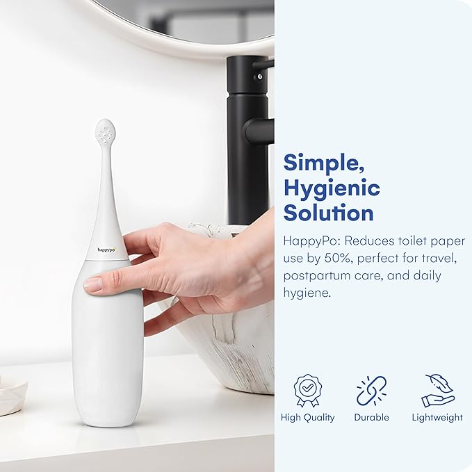 The Original HAPPYPO Travel Bidet - Handheld Bidet for Gentle Cleansing - Portable Hygiene Bottle for Home or Travel - Replaces Wet Wipes and Douche Bottles for Women