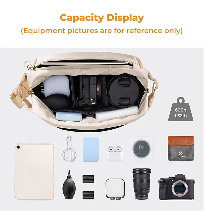 K&F Concept 2 in 1 Sling Bag Everyday Shoulder Bag & Multifunction Photography Crossbody Camera DSLR Backpack Portable Bag