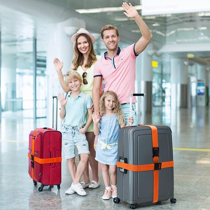 Eccliy 12 Pack Luggage Straps Suitcase Belts Wide Adjustable Packing Straps Travel Belts Accessories for Business Packing(Orange)