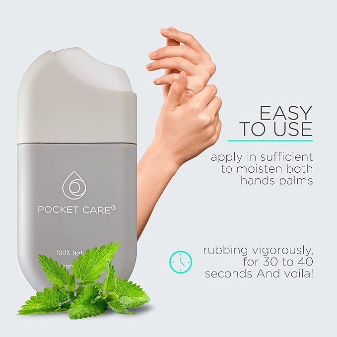 POCKET CARE | 2 Pack Peppermint Hand Cleanser Moisturizing Spray 1 Fl OZ- for Hands | Organic | Travel Size - Travel Accessories | 100% natural