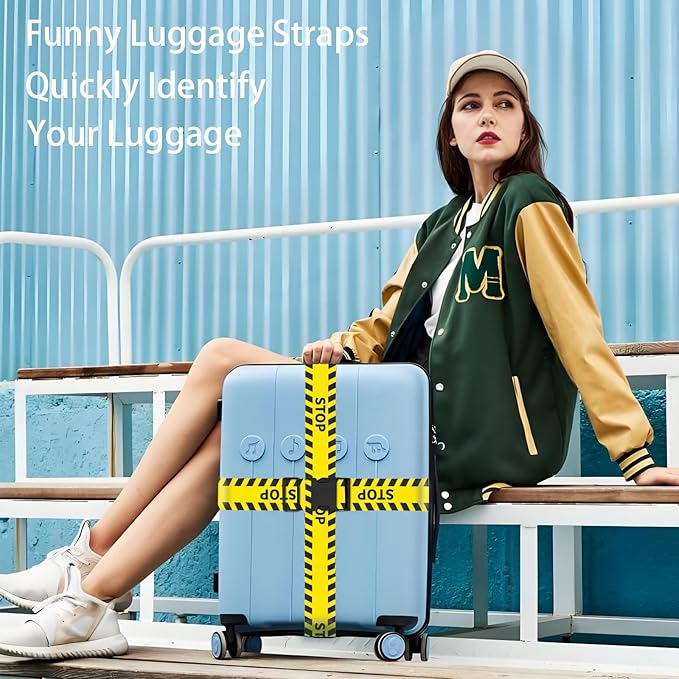 Stops Luggage Straps for Suitcases, Adjustable Luggage Travel Belt to Keep Luggage Security While Travel, Strong Polyester Fabric, Easy-to-Recognize Funny Pattern Travel Essentials, 2 Pack