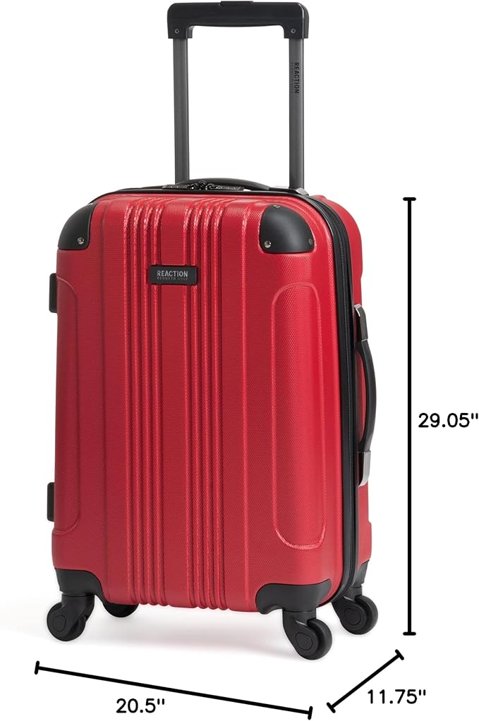 Kenneth Cole REACTION Out of Bounds Lightweight Hardshell 4-Wheel Spinner Luggage, Scarlet Red, 28-Inch Checked