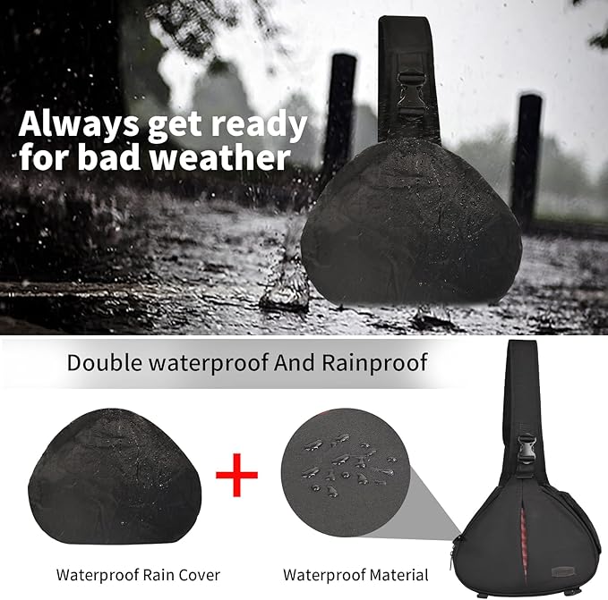 CADeN Camera Bag Sling Shoulder Bag Camera Case Waterproof with Rain Cover Tripod Holder, Compatible for DSLR/SLR Cameras (Canon Nikon Sony Pentax) and Accessories Shoulder Camera Bag