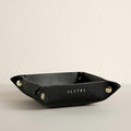 OLETHA Small Foldable Valet Tray - Aesthetic Desk Organizer for Home, Office & Travel - Portable Catch All Bowl for Keys, Jewelry & Essentials - Black