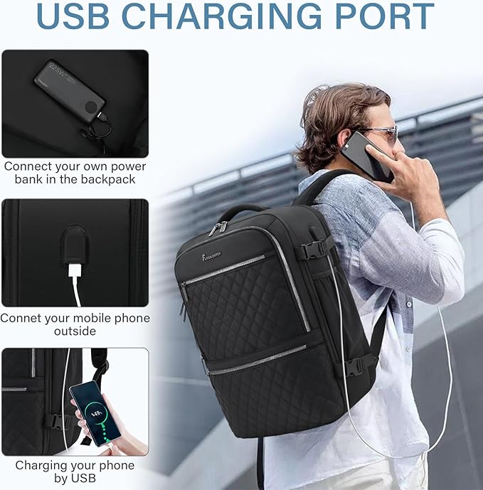 Travel Backpack,30L Carry on Backpack for Airplanes,17.3 Inch Frontier Airlines Personal Item Travel Bag with USB Charger and Cosmetic Bag