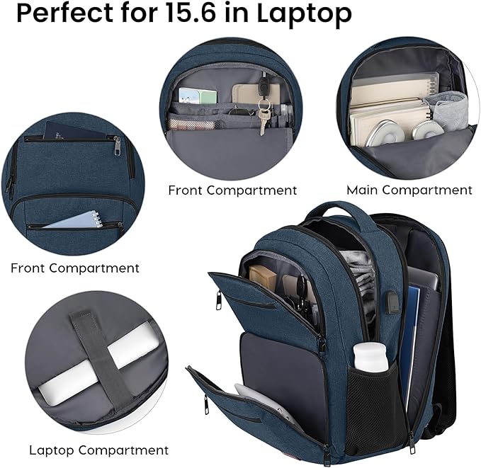 Backpack for Boys Men, School Backpack for Teens Girls, Lightweight Casual High School Bookbag, Daily-use Travel Laptop Backpack with USB Charging Port Fits 15.6 Inch Notebook