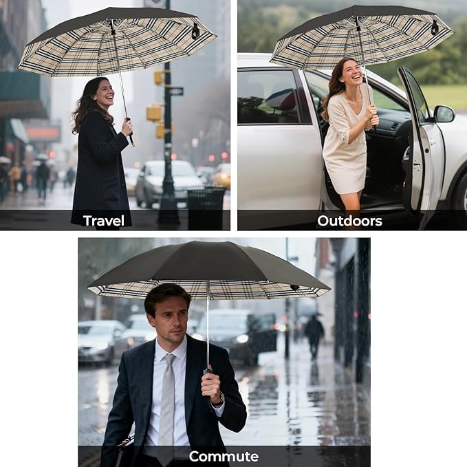 LLanxiry Compact Travel Umbrella, Mini Windproof Umbrellas for Rain & Sun, Small Lightweight Outdoor UV Umbrella, Portable Folding Umbrellas for Travel