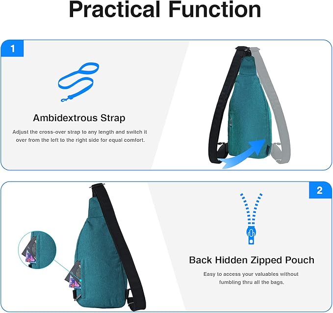 WATERFLY Small Crossbody Sling Backpack Anti Theft Backpack for Traveling Chest Shoulder Bag
