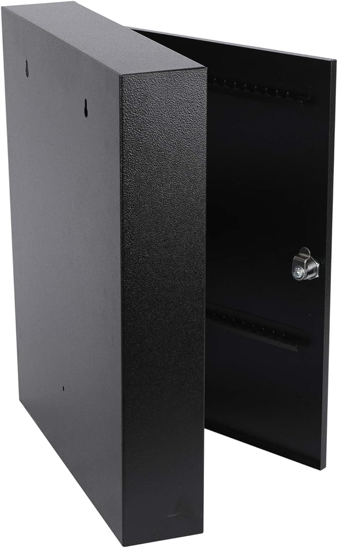 KYODOLED Key Storage Lock Box with Key, Locking Key Cabinet, 100 Key Management Wall Mount with Key Lock, Key Hooks & Tags Key Labels, 3.1" D x 17.1" W x 14.1" H (Black 100 Key)