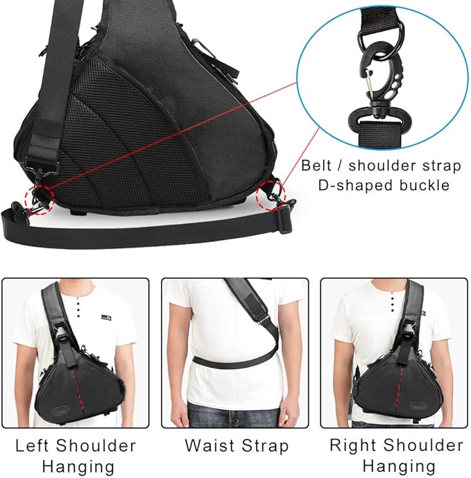 CADeN Camera Bag Sling Backpack Camera Case Waterproof with Rain Cover Tripod Holder, Compatible for DSLR/SLR Mirrorless Cameras (Canon Nikon Sony Pentax) and Accessories Black