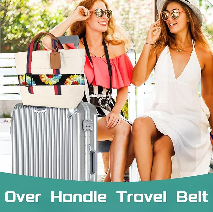 Slohif Luggage Straps for Suitcases Travel Belt Accessories Luggage Connector Identifiers Over Handle with Buckle Unique Nylon Adjustable Strap for Sleeping Bag Car Seat Colorful Flower (2 Pack)