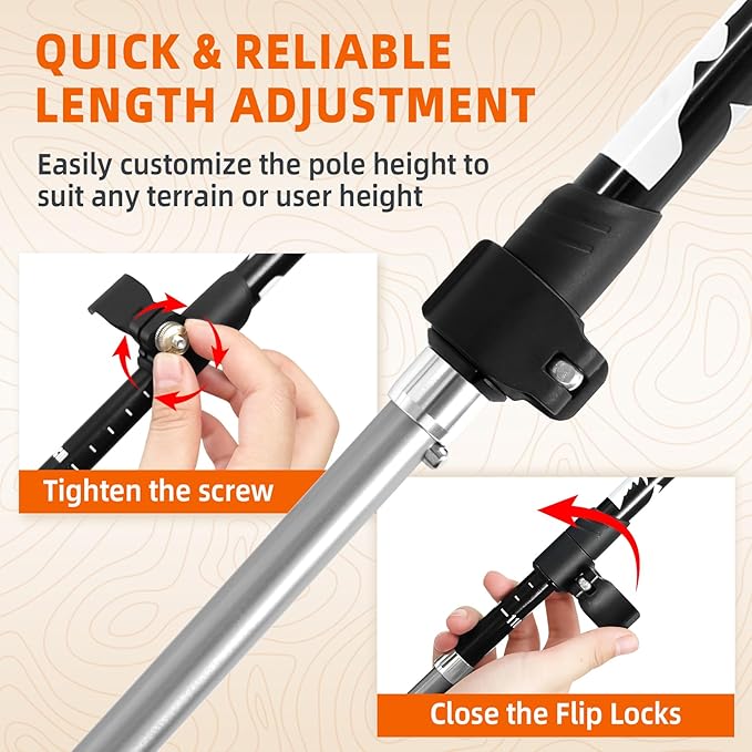 Collapsible Trekking Poles for Hiking - Lightweight Foldable Hiking Poles, 2 Pack Adjustable Aluminum Walking Sticks with for Men, Women, Kids, Seniors, Walking Poles for Backpacking, Camping, Travel