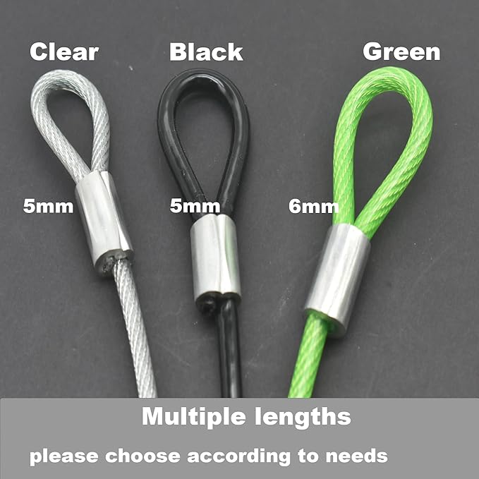 4FT 4mm Stainless Steel Outdoor Travel Security Cable Lock,Braided Steel Coated Safety Cable Luggage Lock,Safety Cable Wire Rope Double Loop Lightweight