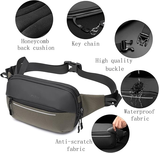 Crossbody Fanny Pack Belt Bag for Women & Men with Multi-Pockets, Waterproof Sling Bag for Travel, Running, Hiking, Cycling, Fashion Waist Bag Fits All Phones, Perfect Running Bag