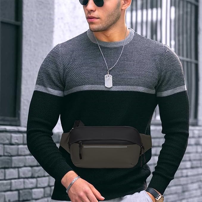 Crossbody Fanny Pack Belt Bag for Women & Men with Multi-Pockets, Waterproof Sling Bag for Travel, Running, Hiking, Cycling, Fashion Waist Bag Fits All Phones, Perfect Running Bag