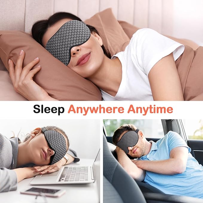 INNELO 3D Contoured Sleep Mask for Side Sleepers - 100% Light Blocking Sleeping Mask for Men & Women, Soft and No Pressure on Eyes - Airplane Blindfold, Night Eye Cover for Travel, Nap, Yoga - Grey