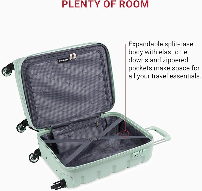 SwissGear 7366 Hardside Expandable Luggage with Spinner Wheels, Clearly Aqua, Carry-On 19-Inch