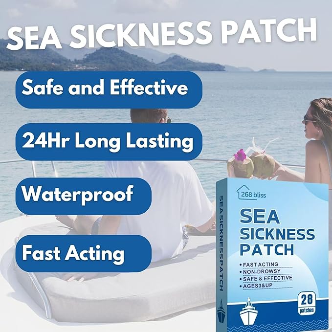 Sea Sickness Patch for Cruise - Cruise Must Haves - Cruise Ship Essentials for Carnival, Princess, Norwegian, Holland America, MSC & Major Cruise Lines-Travel Essentials for Adults and Kids