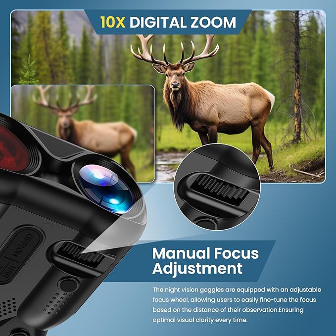 Night Vision Goggles,4K Night Vision Binoculars for Adults,Thermal Binoculars with 10X Zoom,9-Level Infrared,1000FT Infrared Range,32GB TF Card,Photo&Video Recording,Compact Design,Ideal Gifts for Men