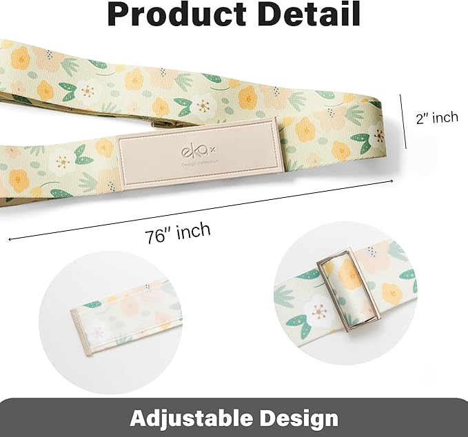 Luggage Straps for Suitcases,Adjustable Luggage Elastic Belt, Travel Essentials for Airport,Station, Vibrant Designs, Floral Garden