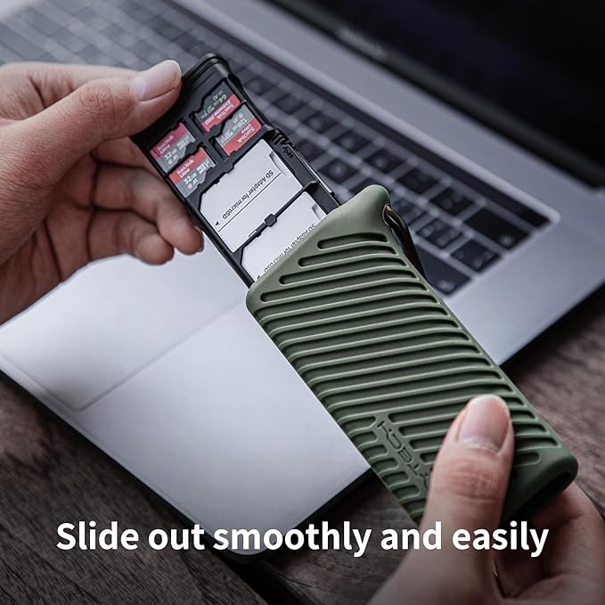 PGYTECH CreateMate High-Speed SD Card Reader USB 3.1 Type-C SD/TF Card Carrying Case Holder for Cameras, Smartphones, Drones, Action Cameras(Green, for SD/Micro SD)