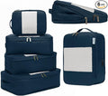 6-Pack Compression Packing Cubes Travel Essentials - Lightweight, Water-Resistant Luggage Organizer Bags with Handles, Durable Travel Accessories Suitcase Organizer (Inkblue)
