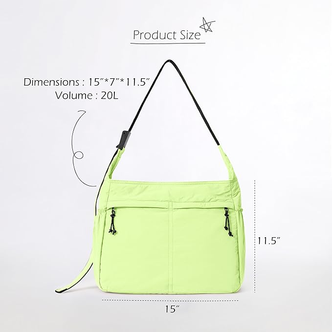 ODODOS 20L Crossbody Tote Bag Large Capacity Lightweight Hobo Shoulder Sling Bags for Gym Shopping Beach Travel