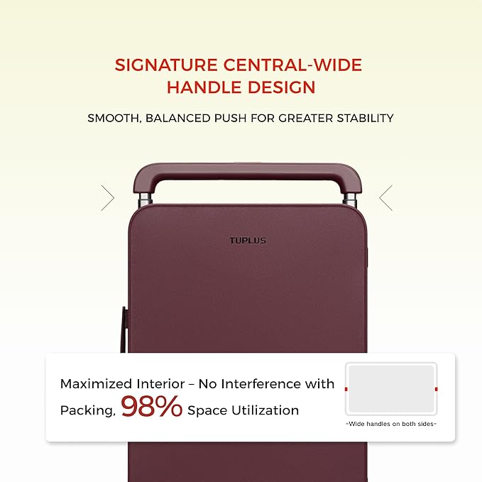 TUPLUS 20” Carry-On Hardside Luggage Lightweight ABS Travel Suitcase with Wide Handle Spinner Wheels TSA Combination Lock, Balance Series 2.0,Cranberry Red