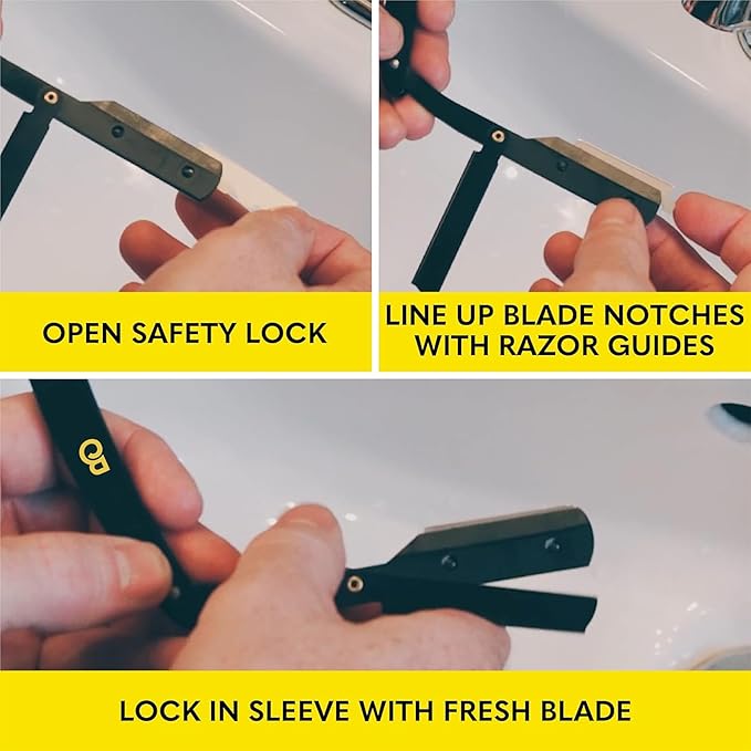 The Beard Club Straight Razor for Men - Navajas Para Barbero - Barber Straight Edge Razor Kit - Premium Single Derby Blade Cutthroat With 10 Replaceable Stainless Steel Blades & Leather Case