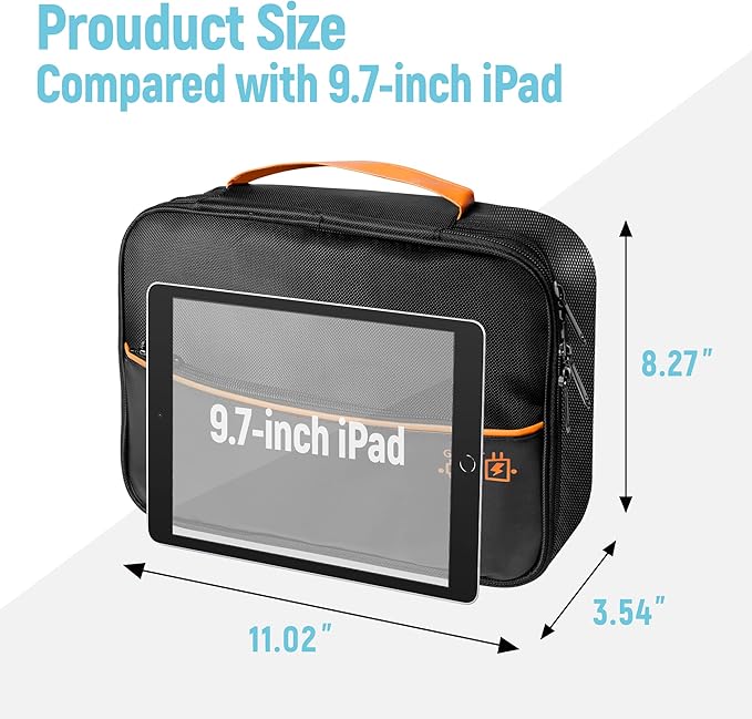 Electronics Travel Organizer, Large Double Layer Portable Waterproof Travel Organizer Bag for Charging Cable Storage, Ipad, Power Bank, Business and School ,5pcs Cable Ties-Black