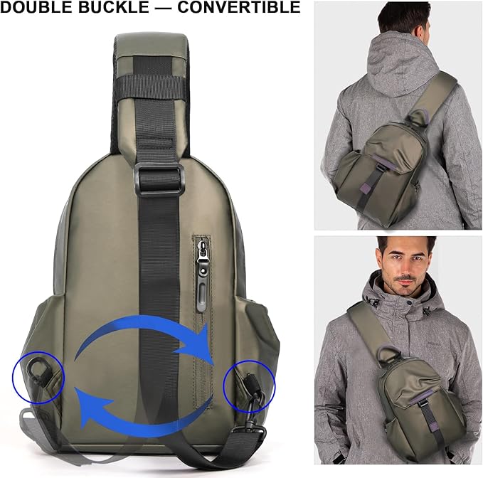 Crossbody Messenger Bag for Women Men Travel Backpack Convertibale Sling Bag Travel Hiking Daypack，Water-Resistant (champagne, small)