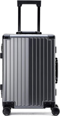 YYW Aluminum Carry-On Luggage Airline Approved Lightweight Suitcase with TSA Lock and Silent Wheels, Hardshell Spinner Business Travel (Gunmetal gray, 24in)